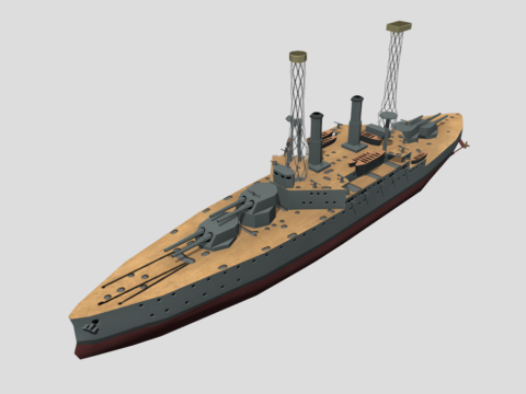 USS South Carolina 1910 3d model