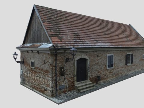 Historical house with exposed bricks 3d model