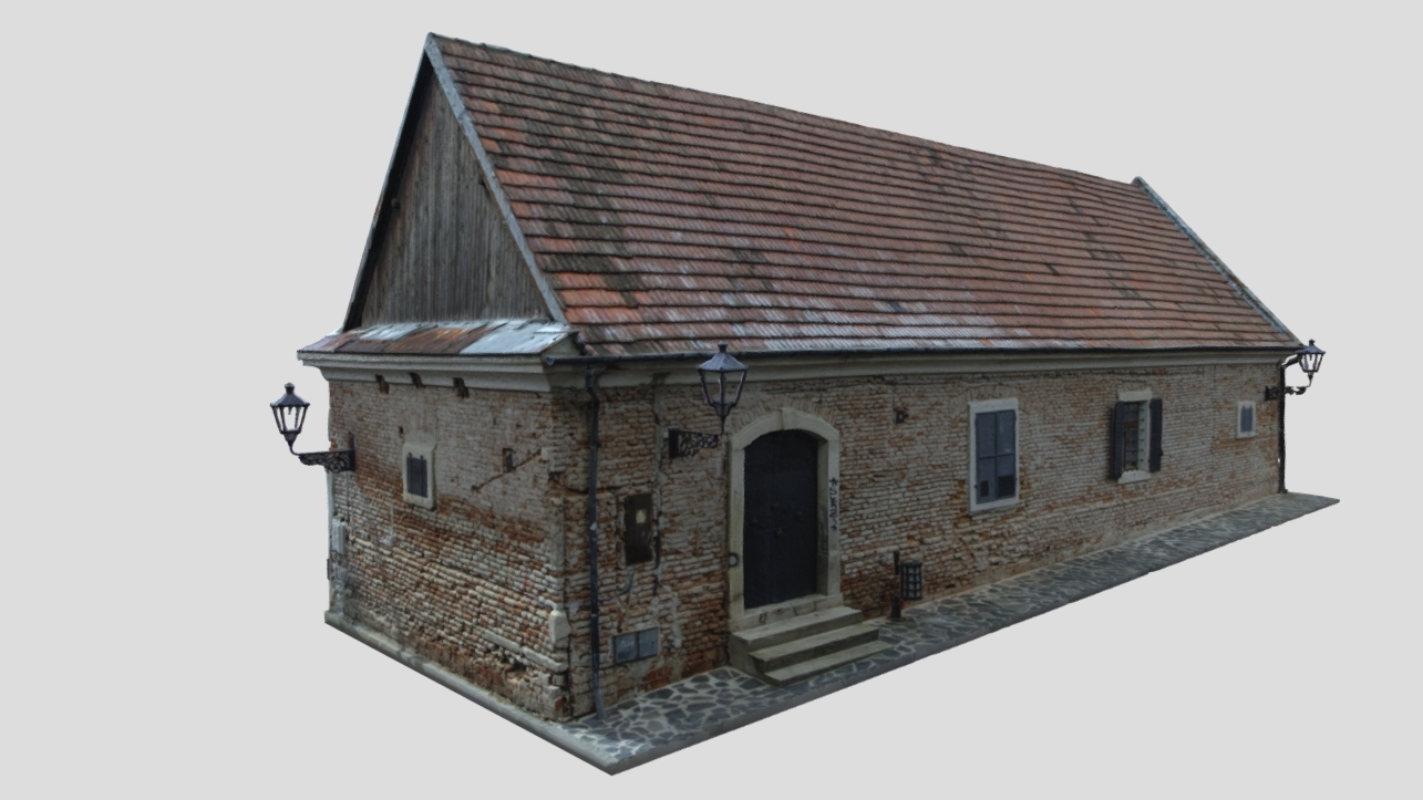 Historical house with exposed bricks 3d model