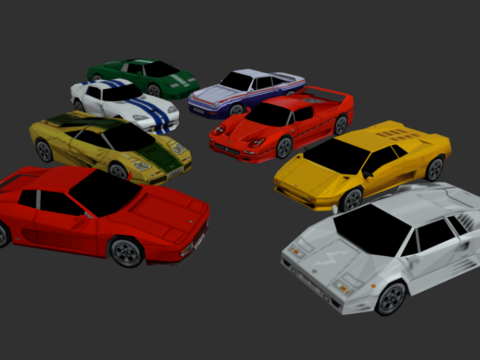 Low Poly 90s Supercars Pack 3d model