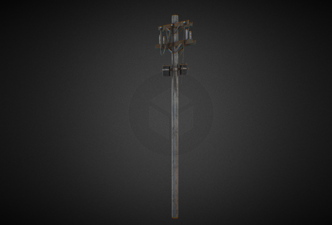 Old Electric Pole 3d model