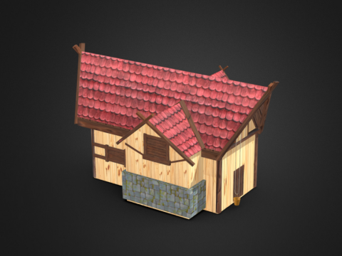wooden stylized Medieval house2 3d model