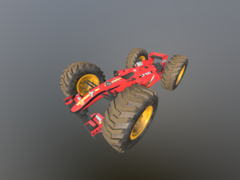 F1 car with tractor wheels 3d model