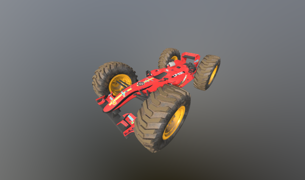 F1 car with tractor wheels 3d model