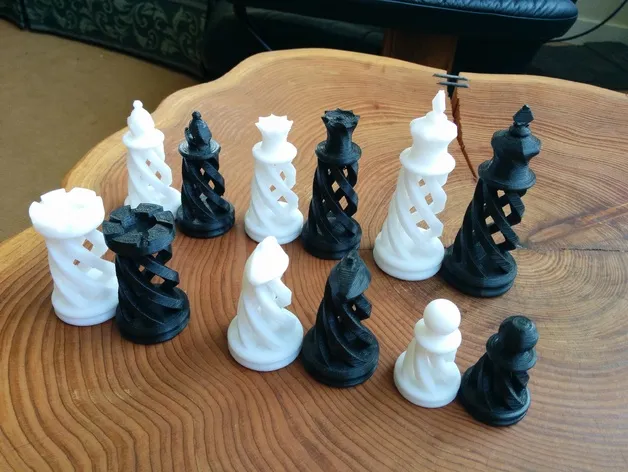 Spiral Chess Set 3d model