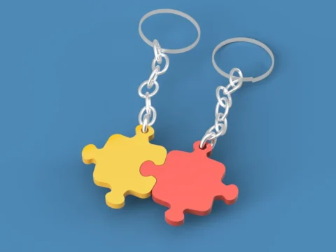 Couple Keychain Puzzle Set 3d model