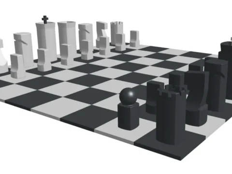Minimalistic chess figure set 3d model