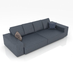Leather Sofa Blue 3d model