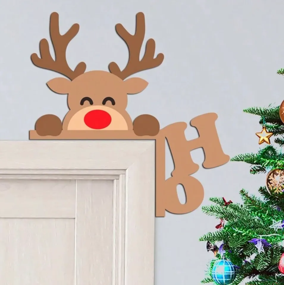 Cute Christmas reindeer door frame decoration 3d model