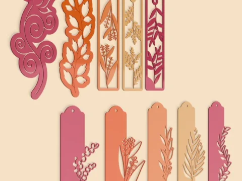 Floral Bookmark Collection 3d model