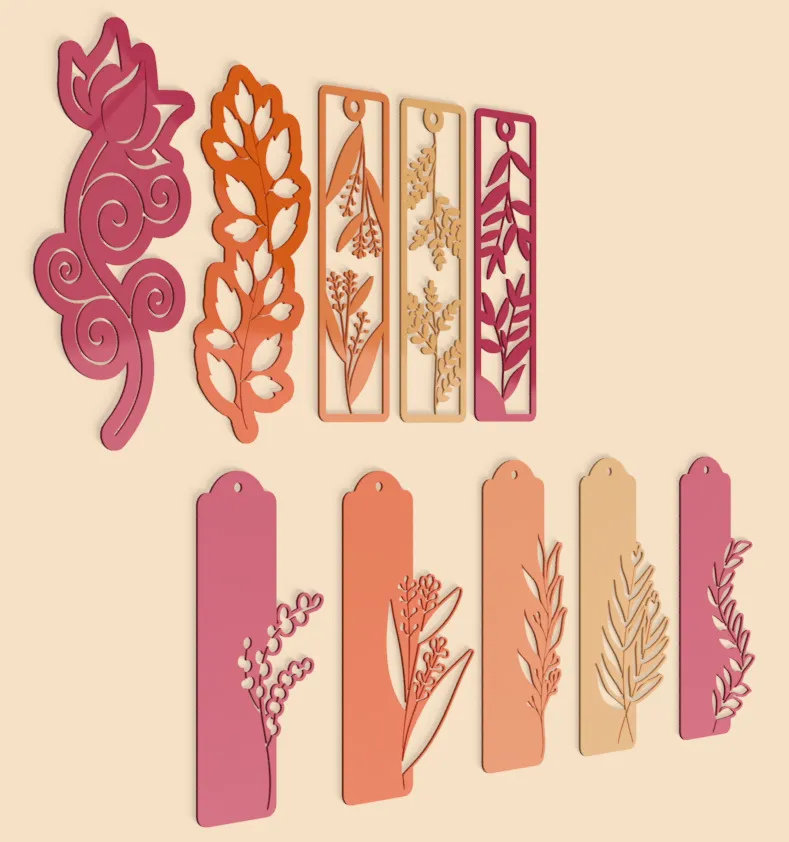 Floral Bookmark Collection 3d model