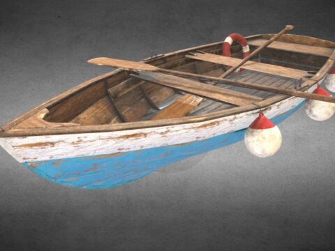 Wooden fishing boat 3d model