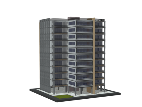 residential complex modern apartment building 3d model