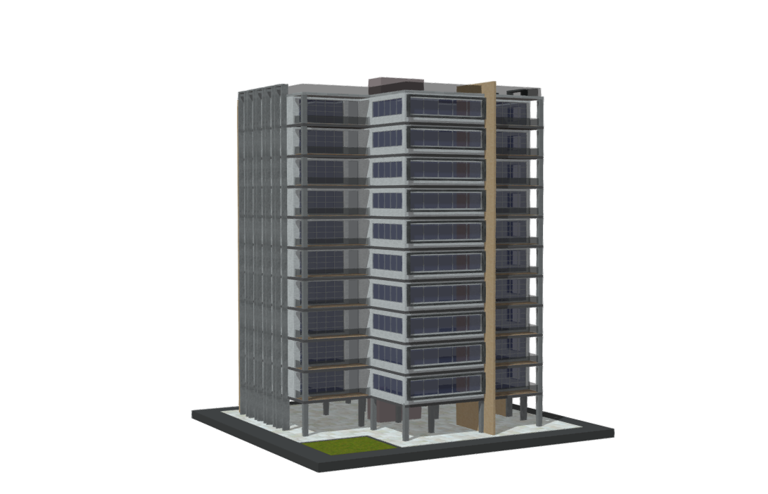 residential complex modern apartment building 3d model
