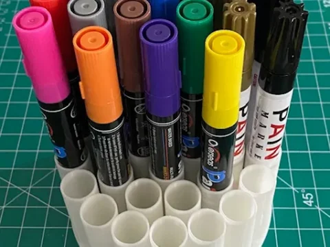 Paint Pen Holder (Round Base) 3d model