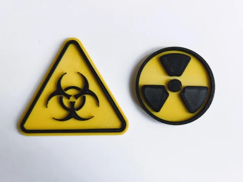 Radioactive and biohazard signs 3d model