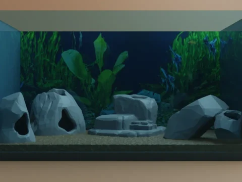 Low poly rock pack for aquarium with hiding spots 3d model