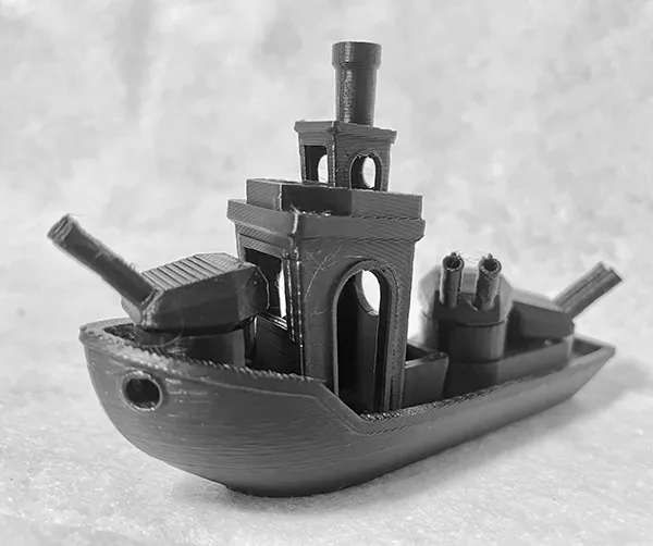 Battle Ship Benchy with rotating turret 3d model