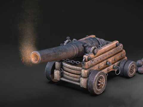Great medieval defense cannon 3d model