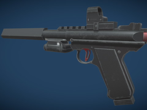 tactical pistol with red dot 3d model