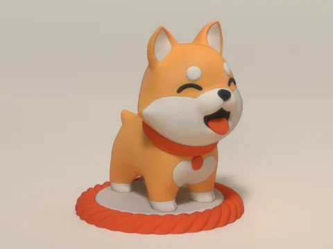 Cartoon small dog Shiba Inu 3d model