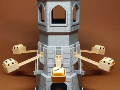 Catapult dice tower 3d model