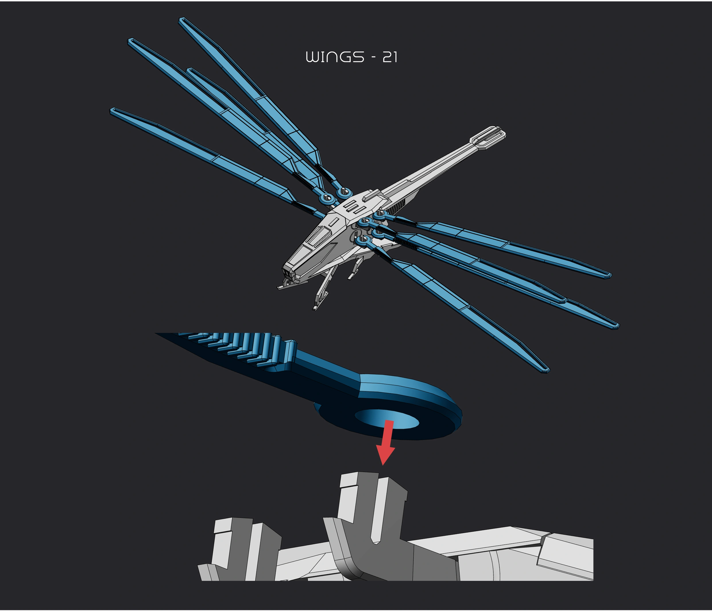Dune - House Atreides Ornithopter - Kit5 3d model