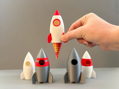 Rocket with Boosters 3d model