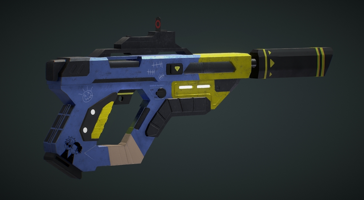 Anime X Cyberpunk Style Crossover Hand Gun 3d model