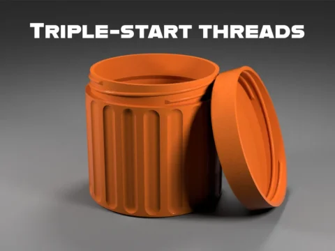 Container with Triple-Start Threaded Lid 3d model