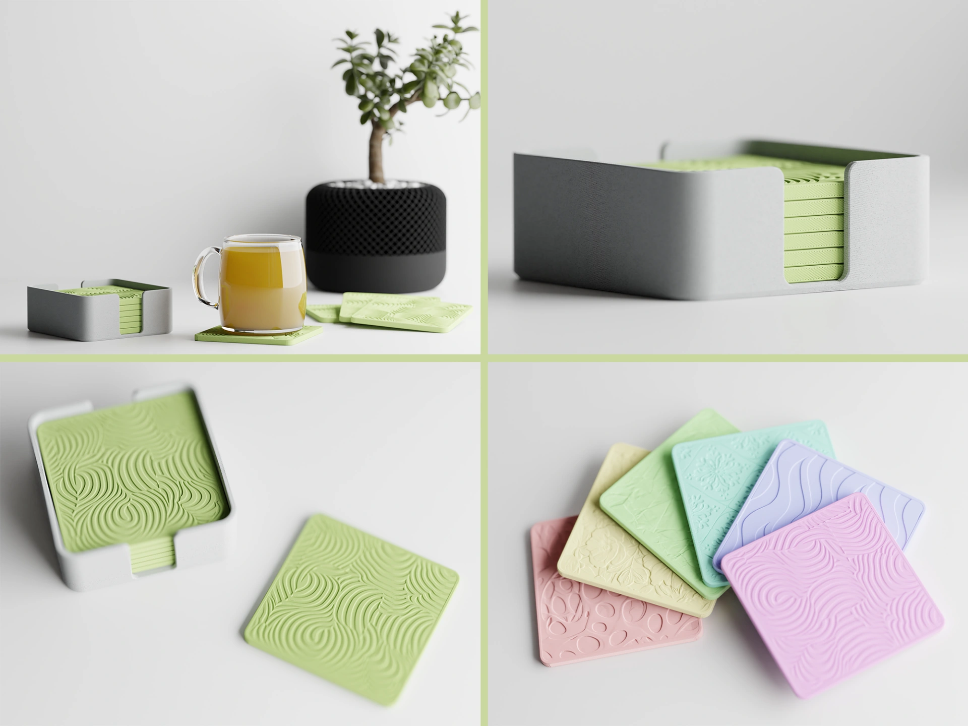 Relief Coaster Collection + Storage Box 3d model