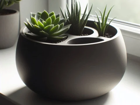 Round Self Watering Design Planter 3d model