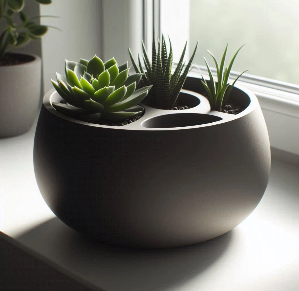 Round Self Watering Design Planter 3d model