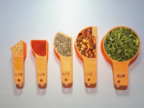 Visual Fraction Measuring Cups - Angled 3d model
