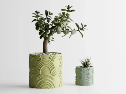Plant Pot Modern Wavy 1 / 2 Patterns 3d model