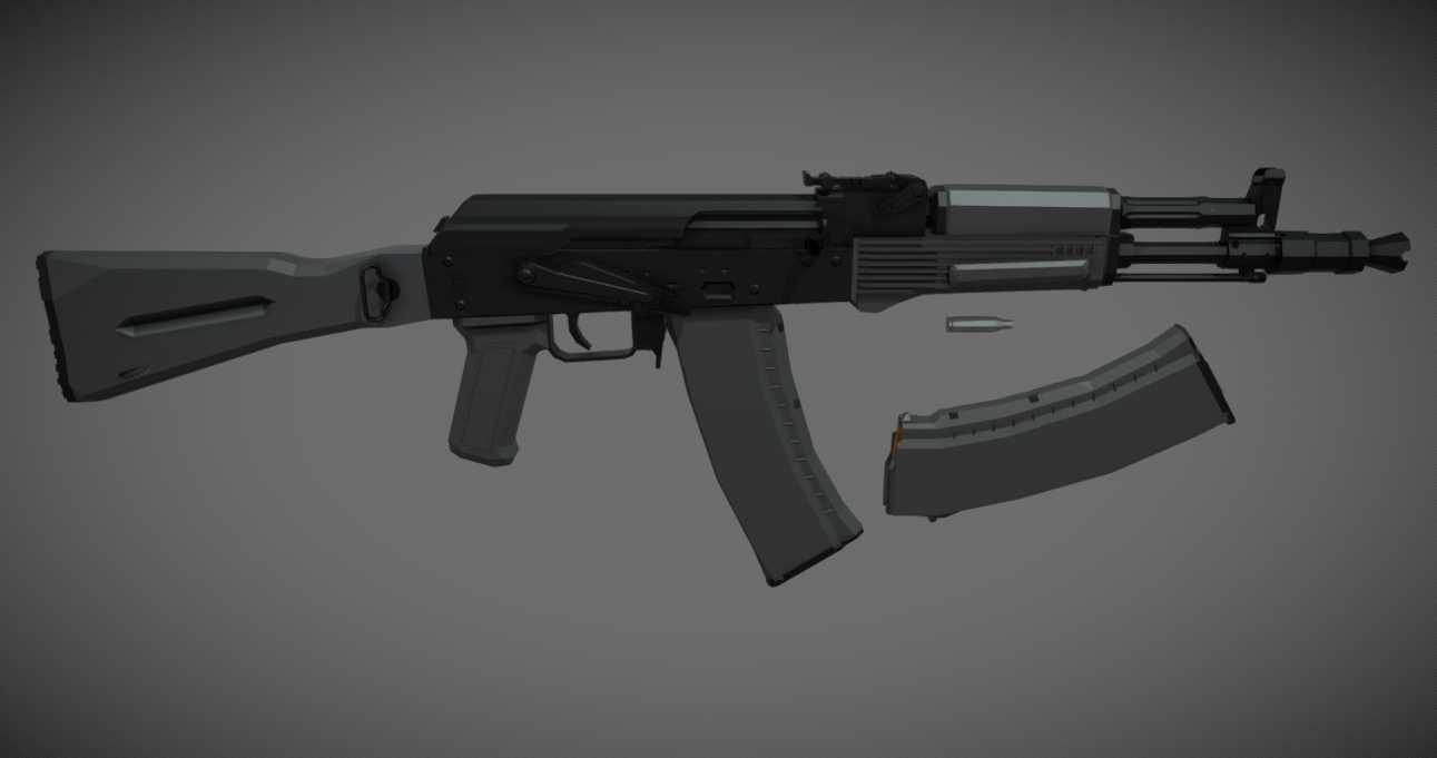 low-poly AK-105 3d model