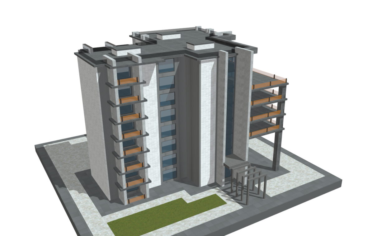 modern tower office apartment building 3d model