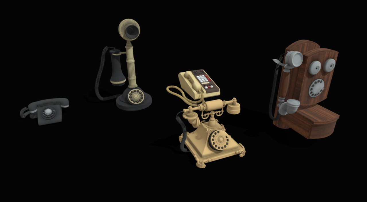 vintage phones 3d model
