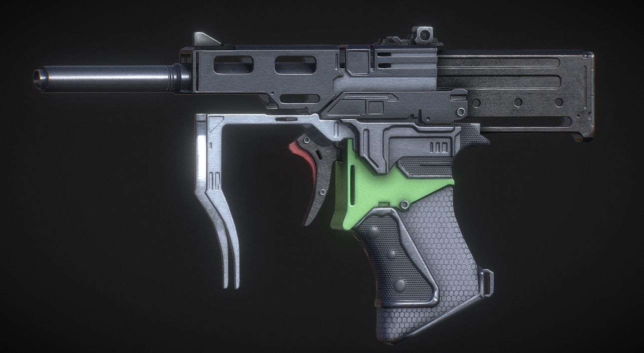 Futuristic Pistol Game Model 3d model