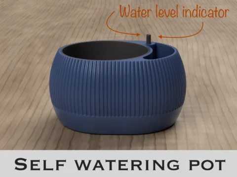 Self watering plant pot with water level indicator 3d model