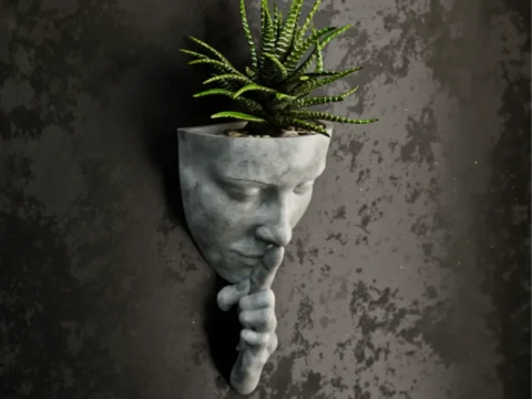 Woman wall flower pot 3d model