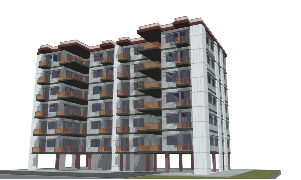 modern apartment house building design 3d model