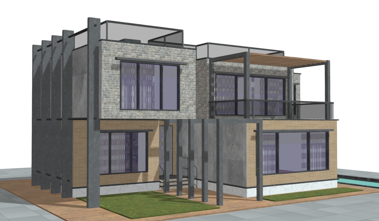 modern luxury villa house building design 3d model