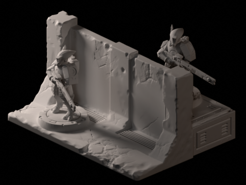 Concrete barrier for tabletop gaming 3d model