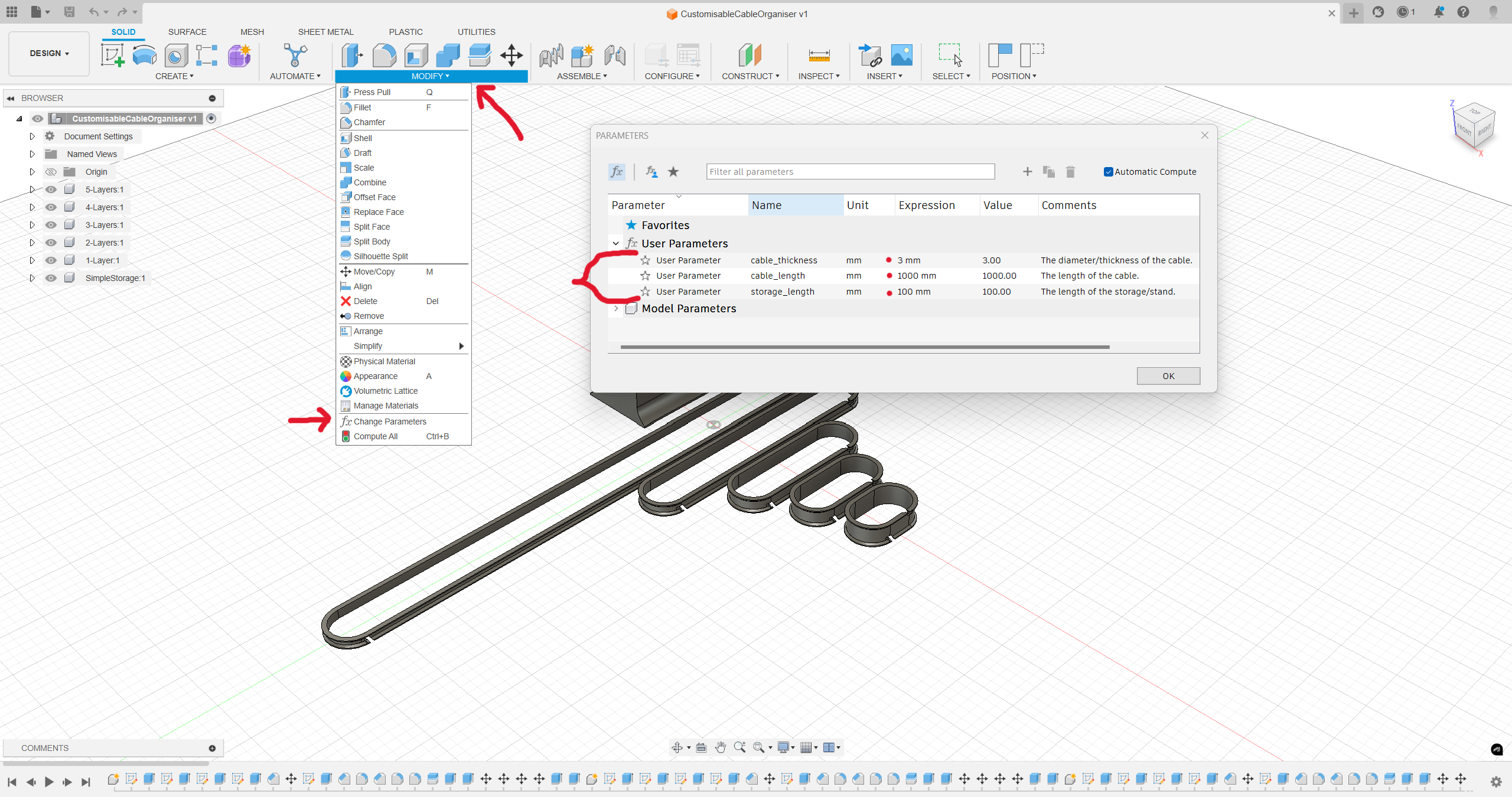 Customizable cable organizer3 3d model