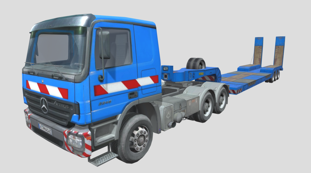 Mercedes Actros com Semi Reboque Prancha Carrega 3d model