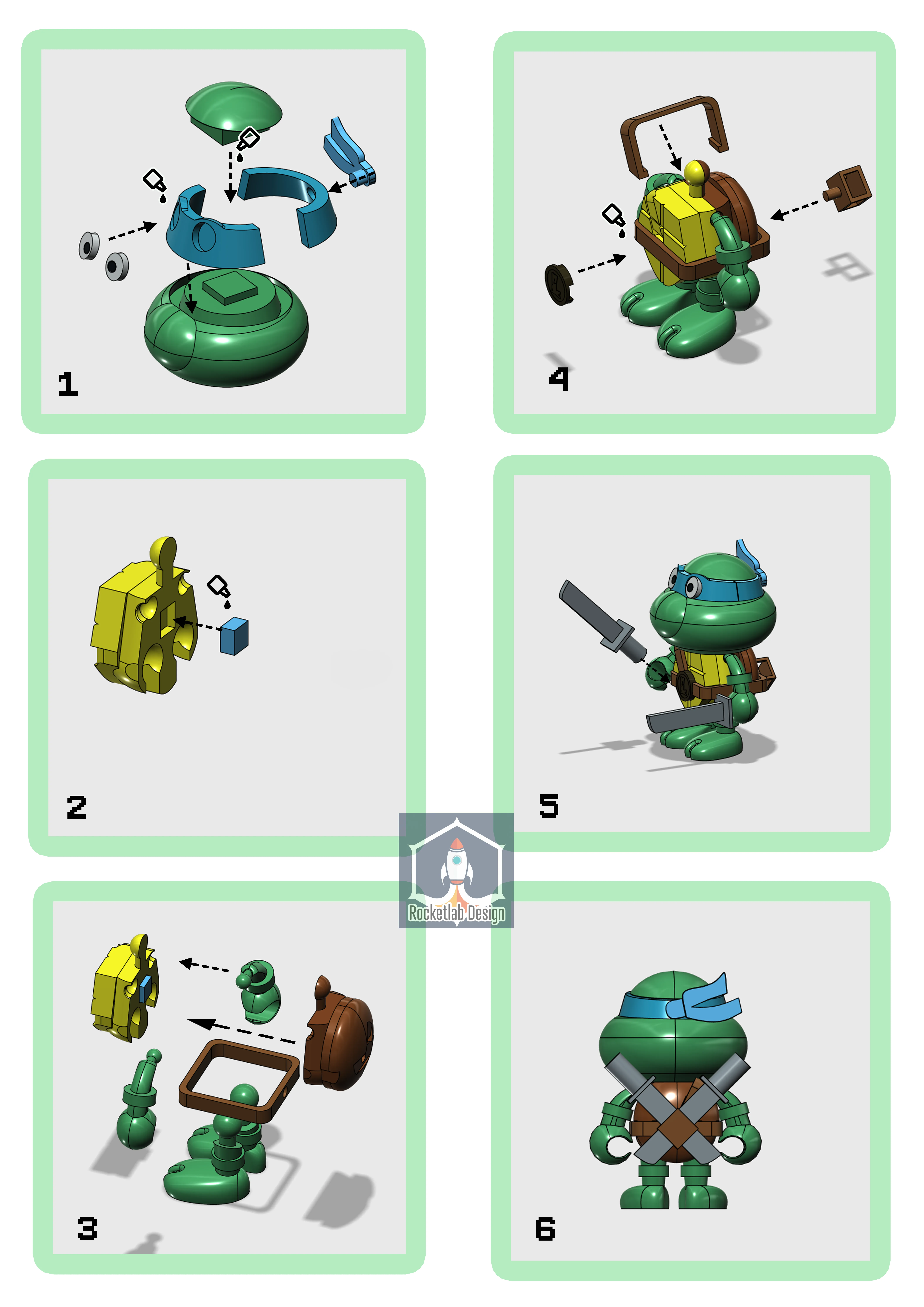 TMNT Ninja Turtles Cute Minifigures3 3d model