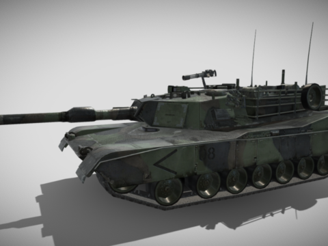 M1A2 Abrams Main Battle Tank Woodland Camouflage 3d model