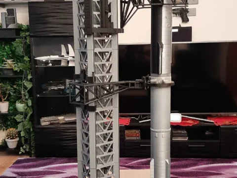 Spaceship with the Tower 3d model