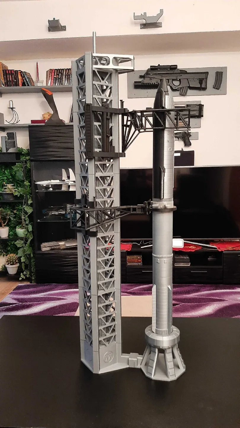 Spaceship with the Tower 3d model
